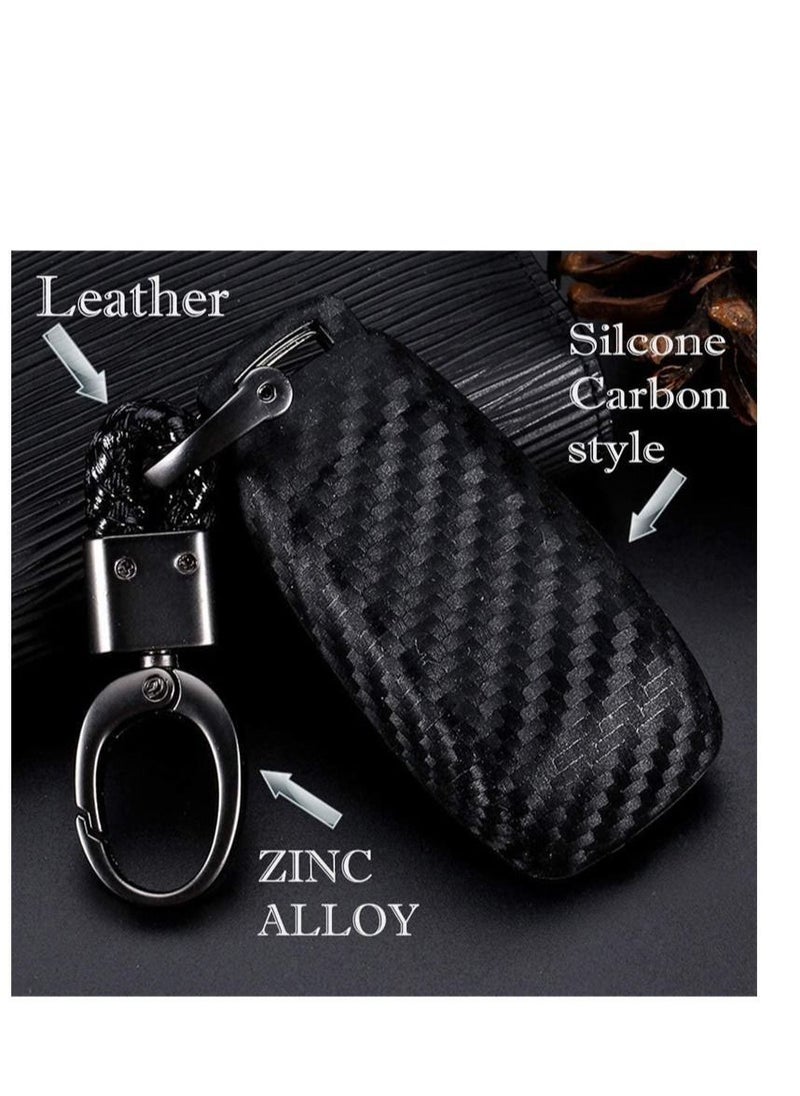 SYOSI - Silicone carbon fiber catchy style smart keyless remote Key Fob case Cover For Mercedes-Benz E-Class S-Class W213 2016 2017 2018 2019 keychain - Image 1