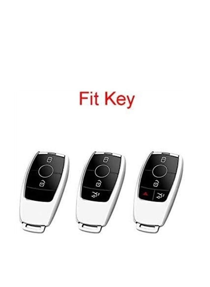 SYOSI - Silicone carbon fiber catchy style smart keyless remote Key Fob case Cover For Mercedes-Benz E-Class S-Class W213 2016 2017 2018 2019 keychain - Image 1