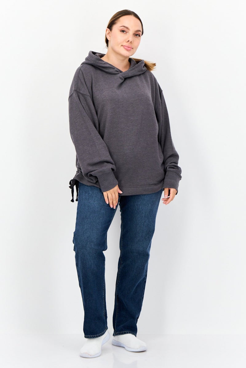 Aerie Women Long Sleeve Solid Hoodie, Grey - Image 4