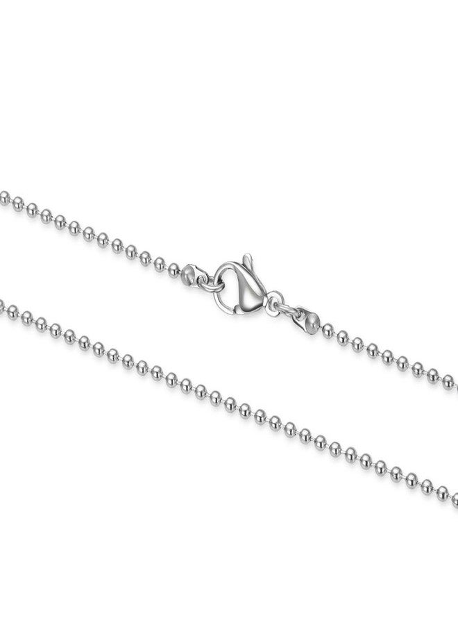 Adabele 2pcs 304 Grade Surgical Stainless Steel 18 Inch Beaded Ball Chain Necklace 1.5mm Thin Dainty Hypoallergenic Women Neck Chain SK4-B18 - Image 1
