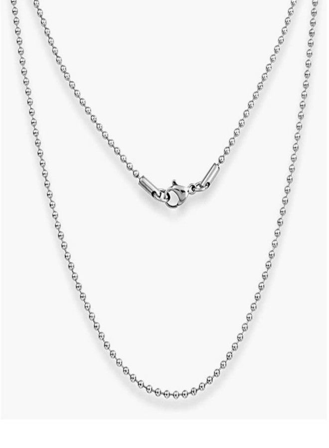 Adabele 2pcs 304 Grade Surgical Stainless Steel 18 Inch Beaded Ball Chain Necklace 1.5mm Thin Dainty Hypoallergenic Women Neck Chain SK4-B18 - Image 5