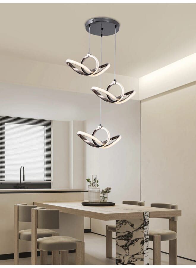 Best Power Modern LED Chandelier 6546-3 with 3 Pendants – 3 Lighting Modes, 60W – 90CM Adjustable Hanging Light for Living Room, Dining, Bedroom - Image 1