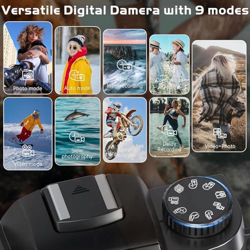 Gavonde 8K Digital Camera for Photography, WiFi & Dual-Lens Vlogging Camera for YouTube with 4" Touch Screen, 64MP Vlog Cameras 16X Digital Zoom with 3000mAh Battery, 32GB TF Card & Lens Hood(Black) - Image 5