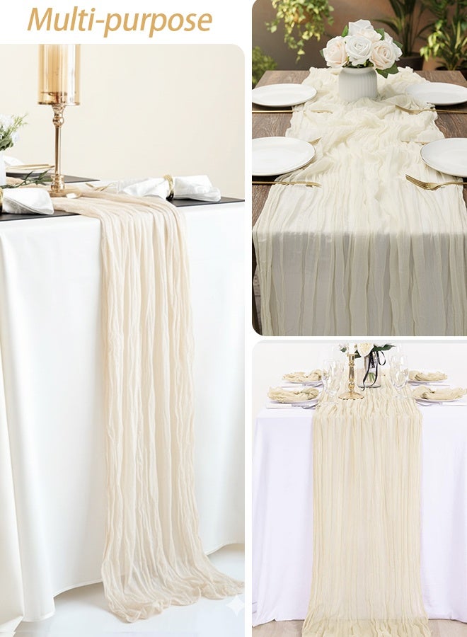 Cheesecloth Table Runner, Translucent Table Cloth, Boho Wedding Decor for Wedding Reception Bridal Shower Birthday, 90*400 CM - Image 2