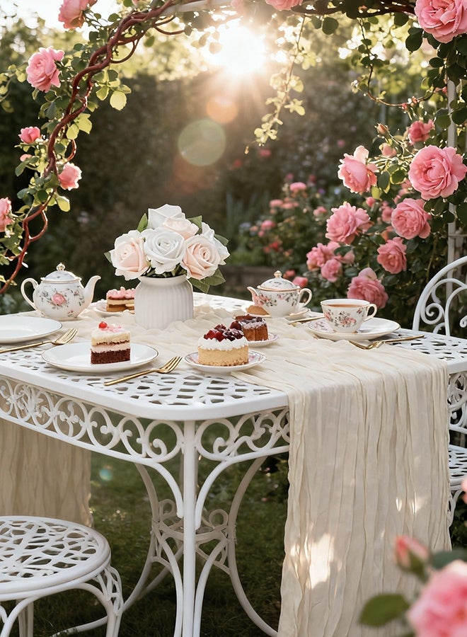 Cheesecloth Table Runner, Translucent Table Cloth, Boho Wedding Decor for Wedding Reception Bridal Shower Birthday, 90*400 CM - Image 4