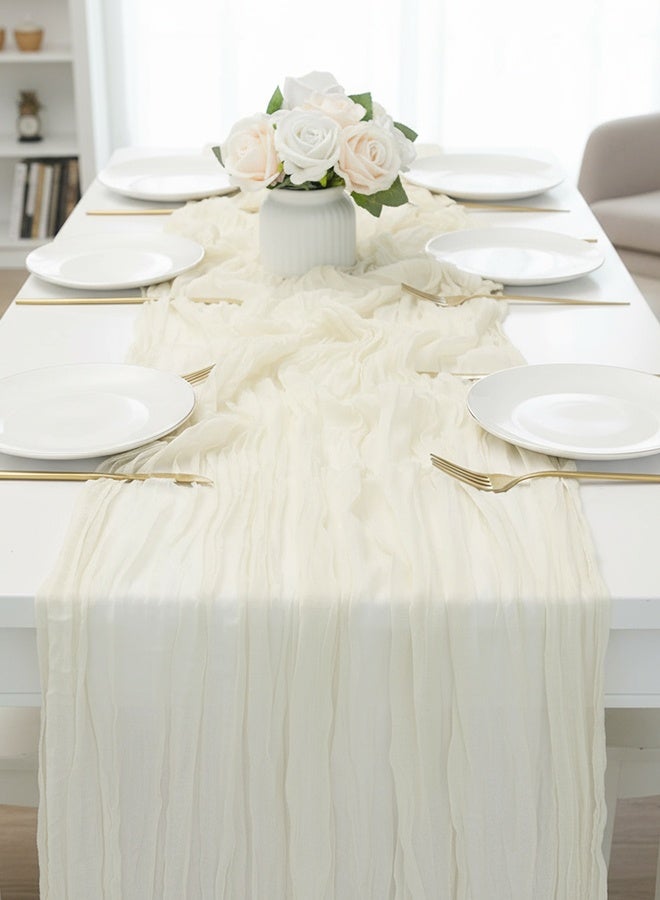 Cheesecloth Table Runner, Translucent Table Cloth, Boho Wedding Decor for Wedding Reception Bridal Shower Birthday, 90*400 CM - Image 5