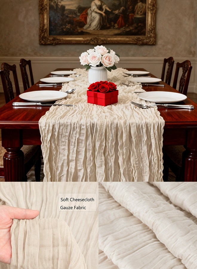 Cheesecloth Table Runner, Translucent Table Cloth, Boho Wedding Decor for Wedding Reception Bridal Shower Birthday, 90*400 CM - Image 3