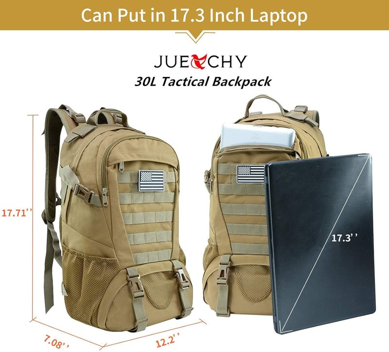 Jueachy Tactical Backpack for Men Hiking Day Pack Molle Military Rucksack Waterproof 30L EDC Bag with USA Flag Patch - Image 3