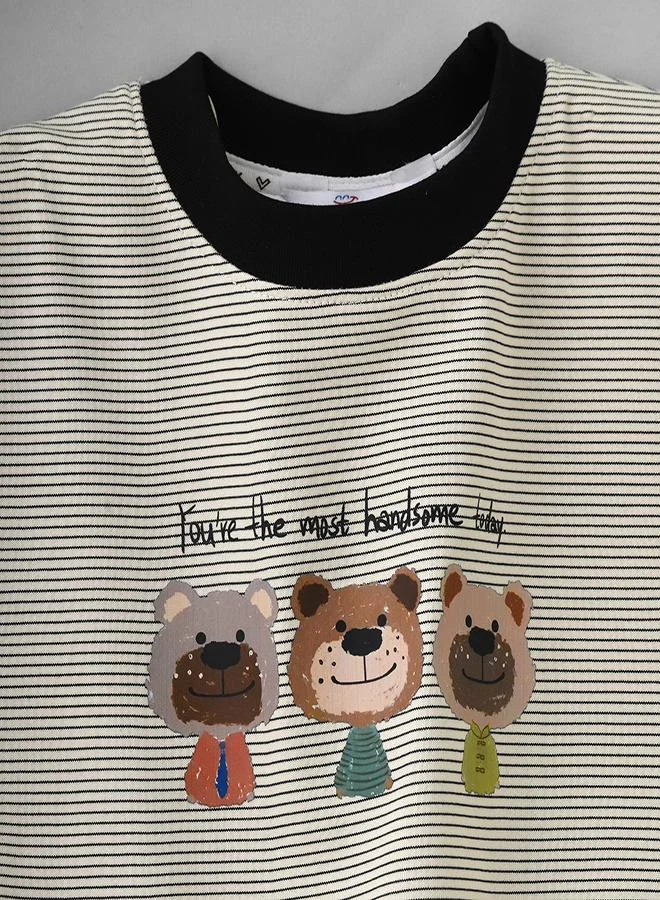 babyqlo Striped Bear Graphic Tee and Shorts Set