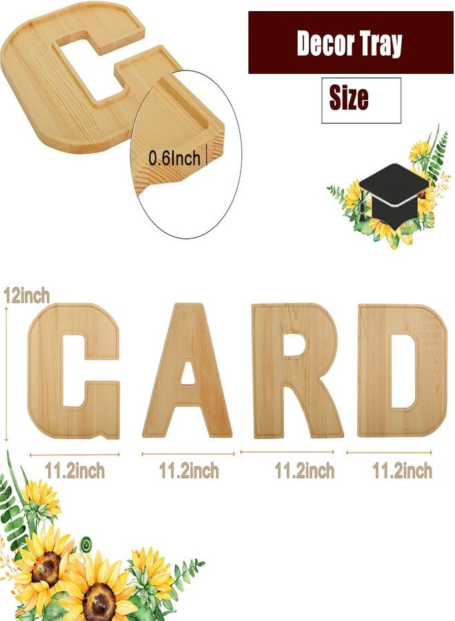 MRPAPA GRAD Wooden Charcuterie Boards 4PCS Letter 12Inch GRAD Serving Tray 2025 Graduation Wood Platter Decorative Snack Dish Plates for Graduation Party Decorations Supplies (Wood-4PCS) - Image 3
