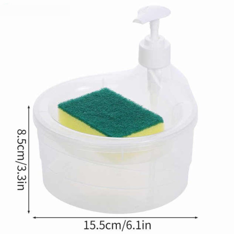 TASMAX Plastic Dish Soap Dispenser And Sponge Holder Soap Dispenser For Bathroom Dish Washing Liquid Soap Dispenser With Sponge Holder - Image 5