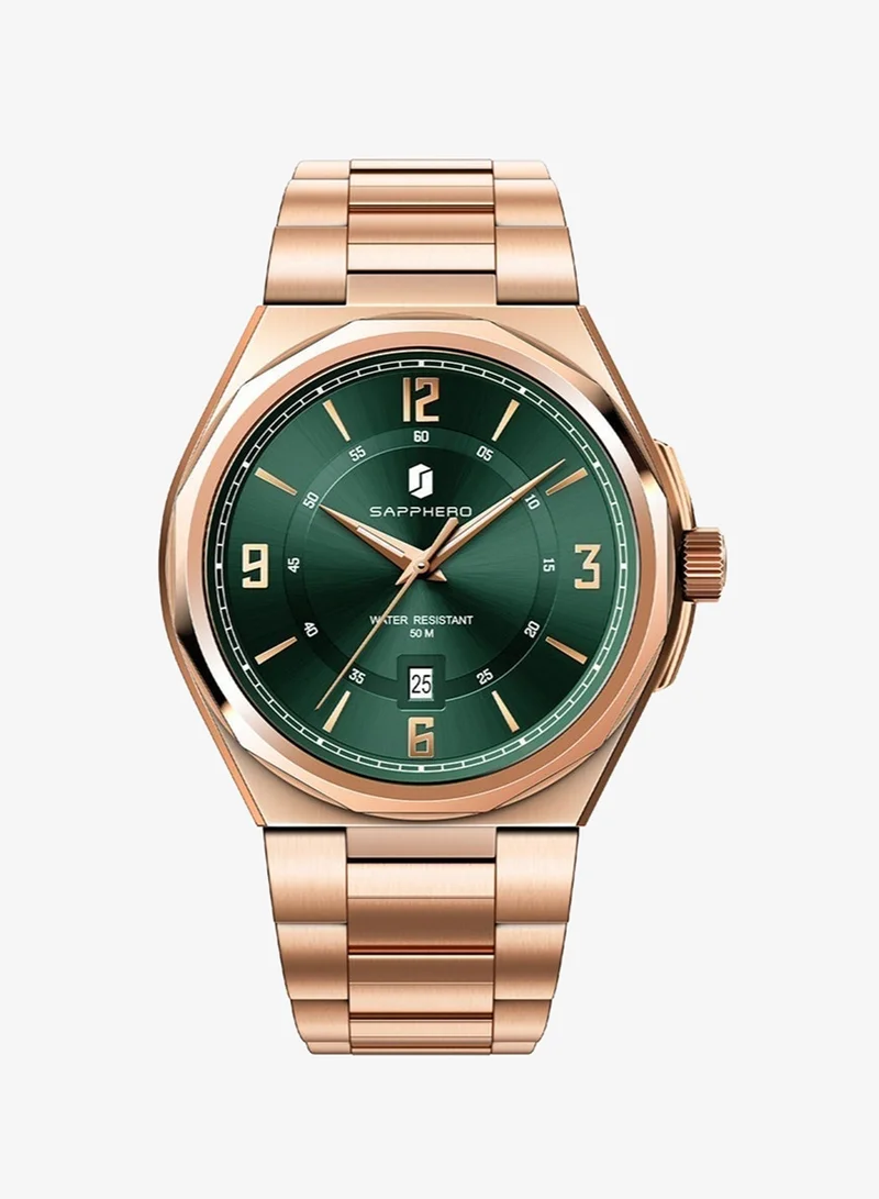 Sapphero SAPPHERO Mens Watch with Date Subdial/Arabic Numeral Dial, Analog Quartz, Stainless Steel/Leather Strap, 50M Waterproof, Business Work Sport Casual Dress Wristwatch, Elegant Gift for Men