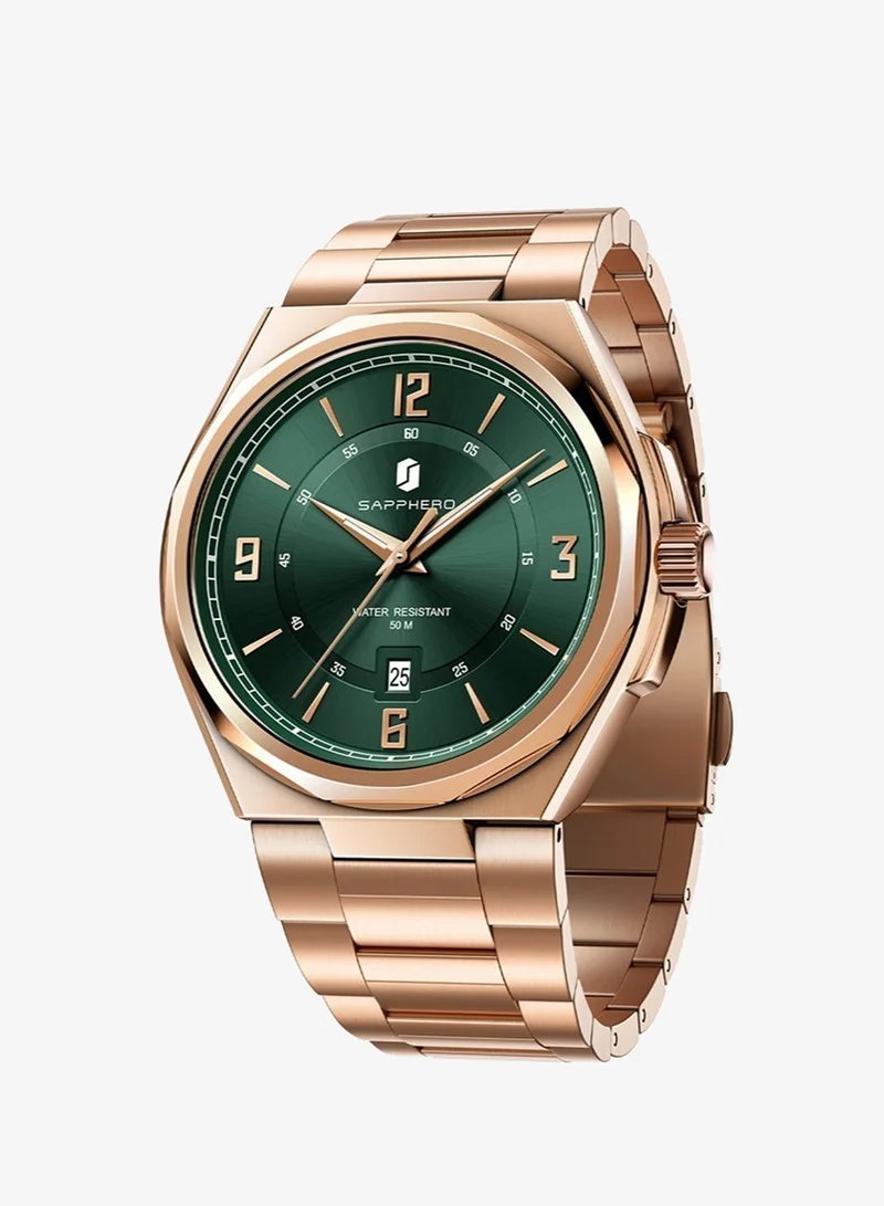Sapphero  SAPPHERO Mens Watch with Date Subdial/Arabic Numeral Dial, Analog Quartz, Stainless Steel/Leather Strap, 50M Waterproof, Business Work Sport Casual Dress Wristwatch, Elegant Gift for Men for Men | Best Price UAE