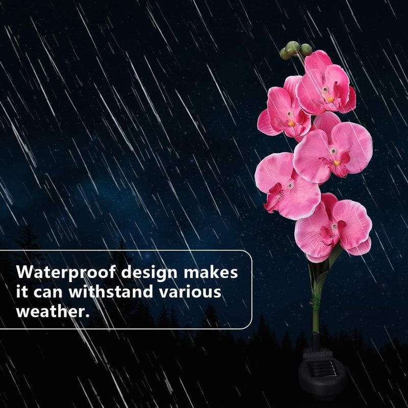 klarako Garden Solar Lights Waterproof Moth Orchid Shape Solar Garden Lights Light-Activated LED Pathway Light for Lawn Garden Courtyard - Image 3