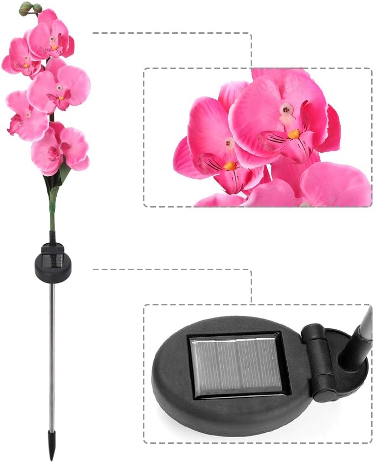 klarako Garden Solar Lights Waterproof Moth Orchid Shape Solar Garden Lights Light-Activated LED Pathway Light for Lawn Garden Courtyard - Image 5
