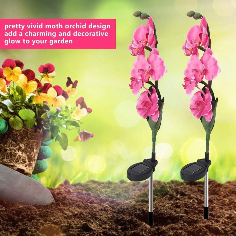 klarako Garden Solar Lights Waterproof Moth Orchid Shape Solar Garden Lights Light-Activated LED Pathway Light for Lawn Garden Courtyard - Image 4