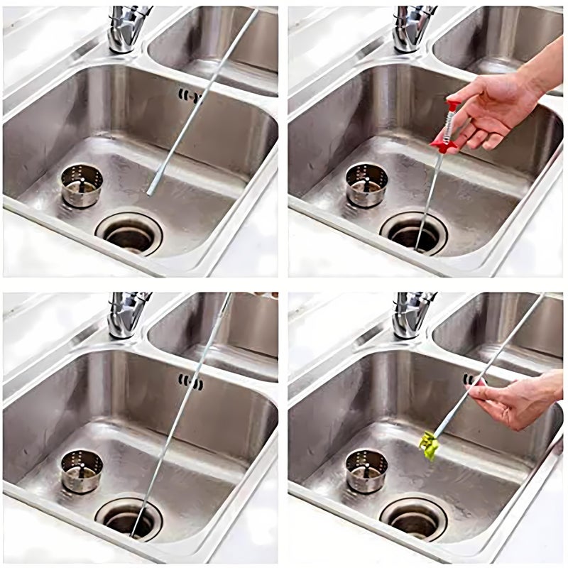 Domejo Drain Snake, Drain Clog Remover - Gutter Cleaning Tools Drain Cleaner for Toilet Sewer Shower Kitchen Bathroom Tub Clogged Drains Opener Cleaning Tool, Flexible Grabber Claw Pick Up Reacher (30 inch) - Image 4