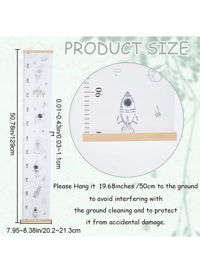 CREATCABIN Space Growth Chart Height Growth Chart Wall Chart Wood Hanging Growth Height Chart Wall Rulers Rectangle for Home Living Room Decoration Nursery Decor Gift White - Image 2