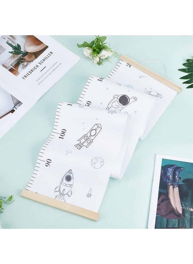 CREATCABIN Space Growth Chart Height Growth Chart Wall Chart Wood Hanging Growth Height Chart Wall Rulers Rectangle for Home Living Room Decoration Nursery Decor Gift White - Image 4