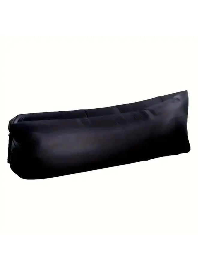Black Inflatable Lounger Air Sofa Hammock Portable for Camping Backyard Travel - Image 1