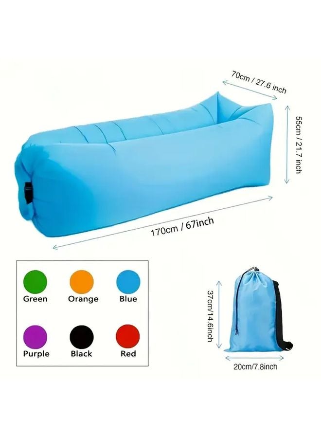 Black Inflatable Lounger Air Sofa Hammock Portable for Camping Backyard Travel - Image 5