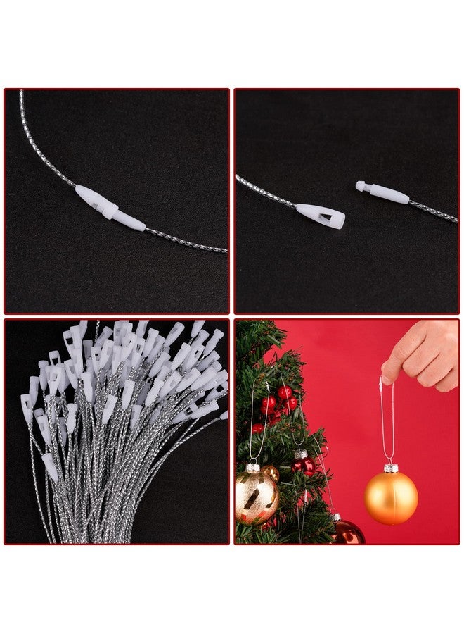 WBCBEC 100 Pieces Round Christmas Ornament Caps and Christmas Ornament Hangers String Set, Christmas Hangers Caps for Christmas Tree, Ceramic Glass Porcelain Christmas Ornaments DIY Decorations - Image 3