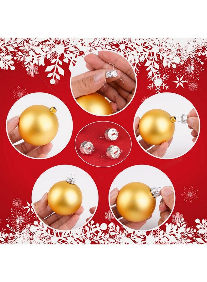 WBCBEC 100 Pieces Round Christmas Ornament Caps and Christmas Ornament Hangers String Set, Christmas Hangers Caps for Christmas Tree, Ceramic Glass Porcelain Christmas Ornaments DIY Decorations - Image 4