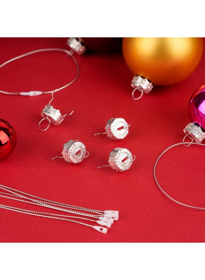 WBCBEC 100 Pieces Round Christmas Ornament Caps and Christmas Ornament Hangers String Set, Christmas Hangers Caps for Christmas Tree, Ceramic Glass Porcelain Christmas Ornaments DIY Decorations - Image 5