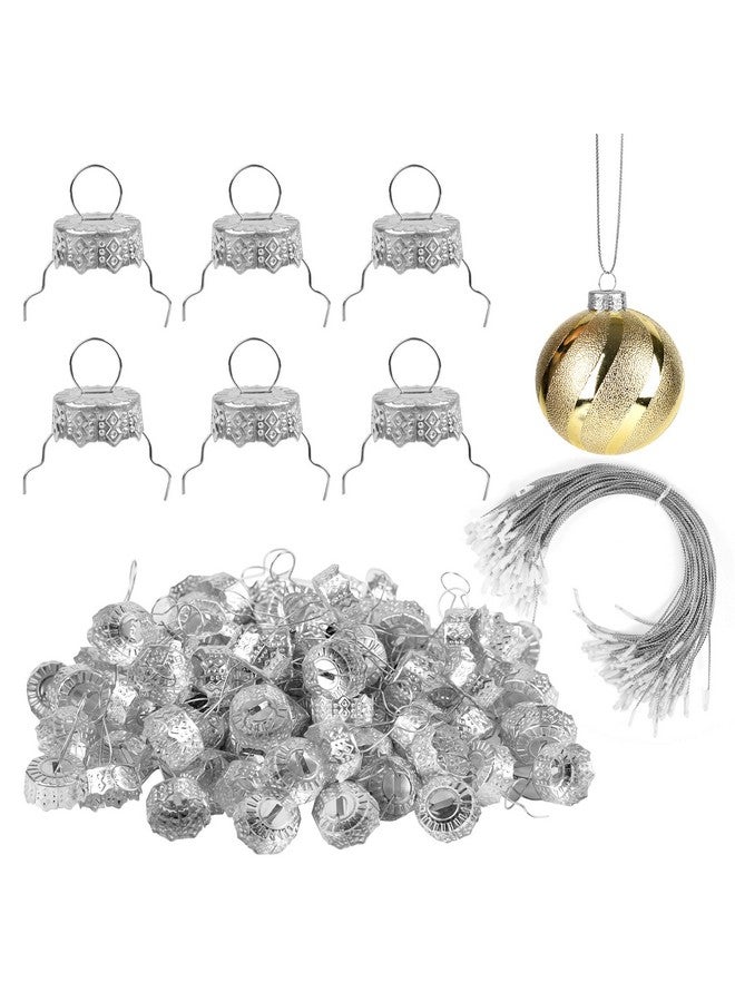 WBCBEC 100 Pieces Round Christmas Ornament Caps and Christmas Ornament Hangers String Set, Christmas Hangers Caps for Christmas Tree, Ceramic Glass Porcelain Christmas Ornaments DIY Decorations - Image 1