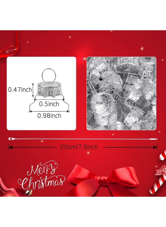 WBCBEC 100 Pieces Round Christmas Ornament Caps and Christmas Ornament Hangers String Set, Christmas Hangers Caps for Christmas Tree, Ceramic Glass Porcelain Christmas Ornaments DIY Decorations - Image 2