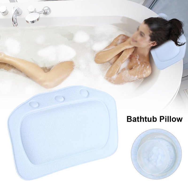 Bathtub Pillow, PVC Soft Foam Sponge Padded Spa Headrest Bath Head Pillow Neck Back Cushion for Bathroom Hotel(Blue) - Image 5