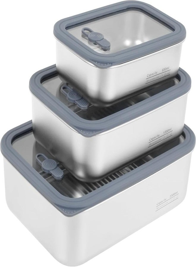 AVARO Stainless Steel Food Storage Containers-3Pcs Leakproof, Airtight Stainless-Steel Bowls with Lids, Freezer/Dishwasher/Microwave Safe Containers, Durable & Stackable Stainless Steel Containers with Lids - Image 1