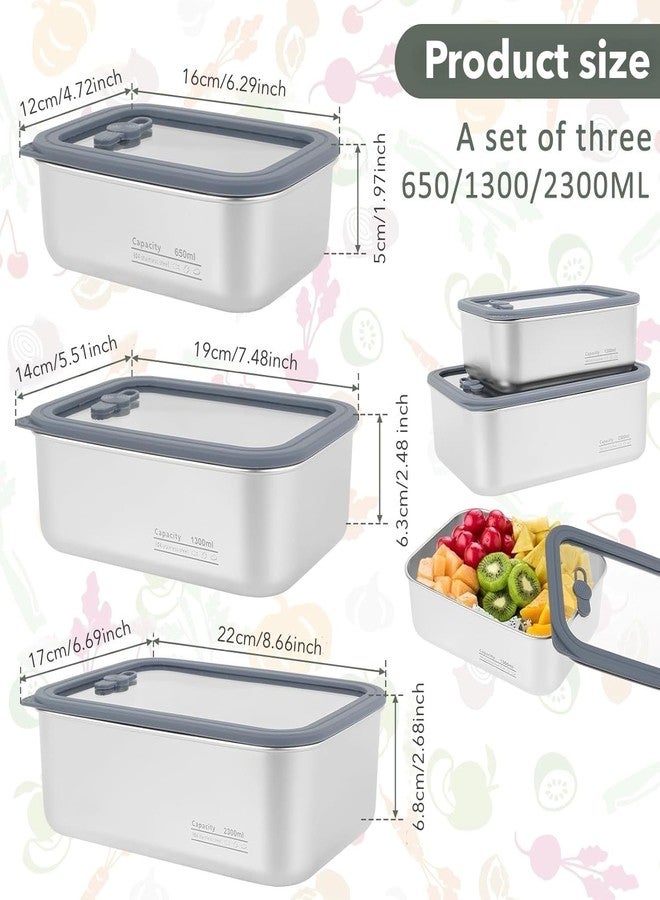 AVARO Stainless Steel Food Storage Containers-3Pcs Leakproof, Airtight Stainless-Steel Bowls with Lids, Freezer/Dishwasher/Microwave Safe Containers, Durable & Stackable Stainless Steel Containers with Lids - Image 2