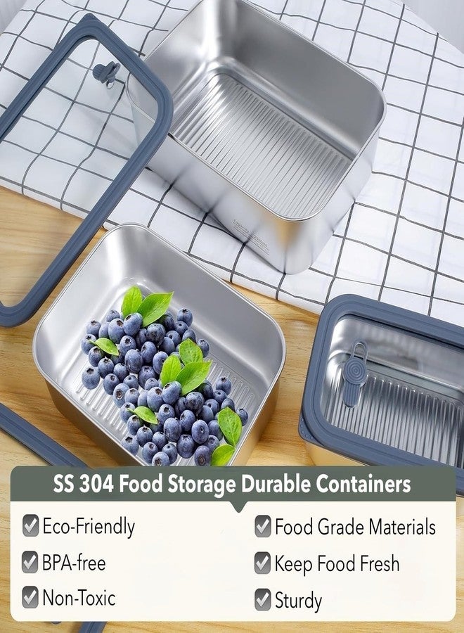 AVARO Stainless Steel Food Storage Containers-3Pcs Leakproof, Airtight Stainless-Steel Bowls with Lids, Freezer/Dishwasher/Microwave Safe Containers, Durable & Stackable Stainless Steel Containers with Lids - Image 3