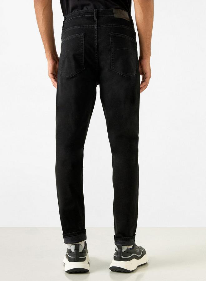 Lee Cooper Skinny Fit Mid Rise Jeans with Pockets - Image 3