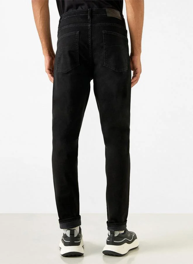 Lee Cooper BLACK Lee Cooper Skinny Fit Mid Rise Jeans with Pockets for Men | Best Price UAE