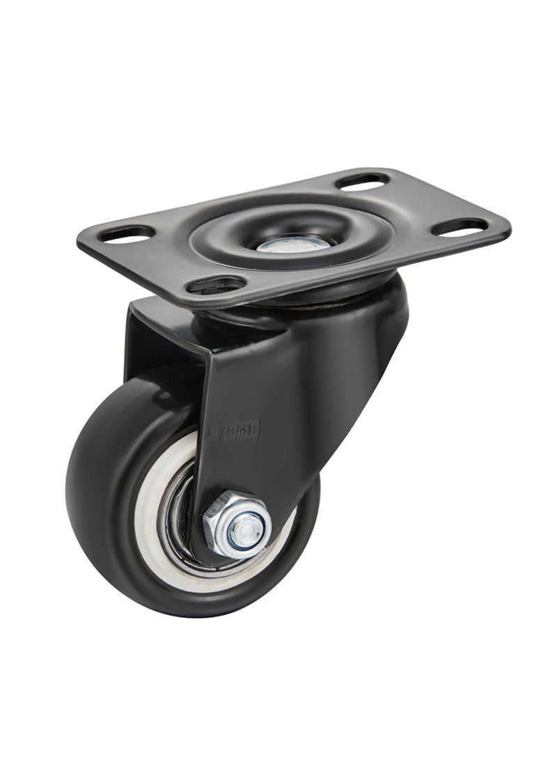 BMB tools 1.5inch Black PVC White Rim Caster - Swivel - Plate - Image 1