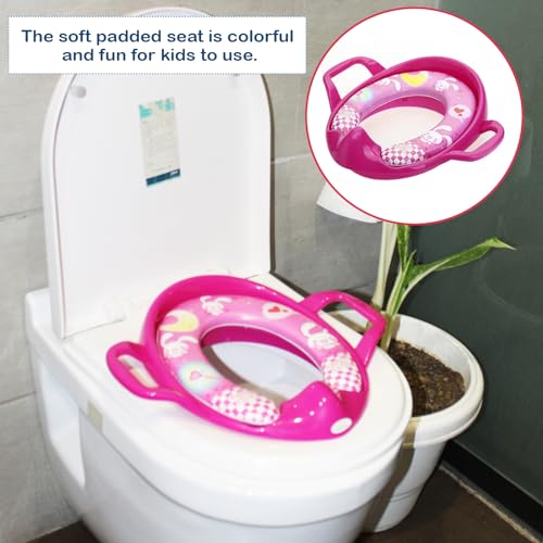 Safe-O-Kid® Soft Cushioned Potty Seat Training with Easy Grip Handles for Baby, Pink, 4-36 Months - Image 3