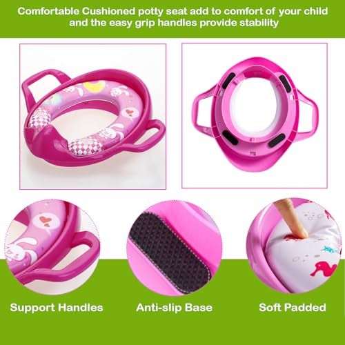 Safe-O-Kid® Soft Cushioned Potty Seat Training with Easy Grip Handles for Baby, Pink, 4-36 Months - Image 2