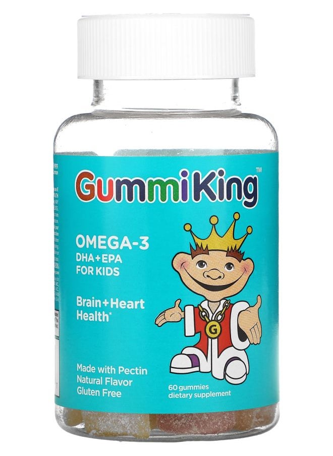 GummiKing Omega-3 DHA + EPA for Kids Strawberry Orange and Lemon 60 Gummies 