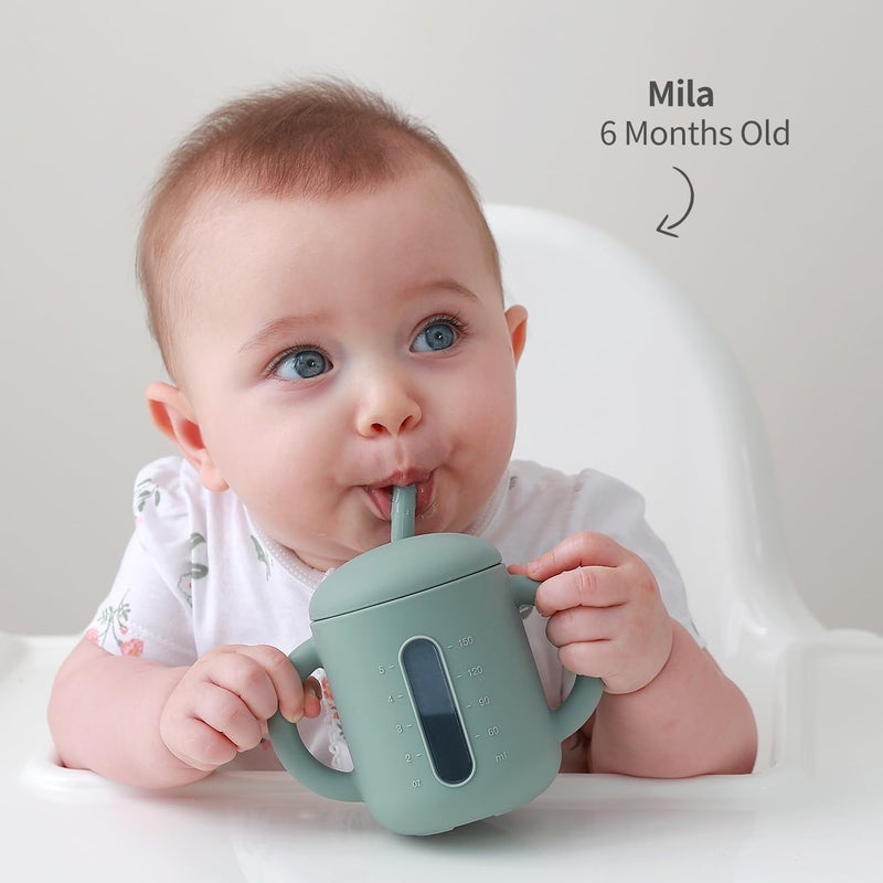 SAMiGO Silicone Sippy Cup Baby Straw Cup for 6 12 18 Months Sippy Cup with Straw for Toddlers 13 Years Baby Water Cup for Drinking and Training 6 oz - Image 4
