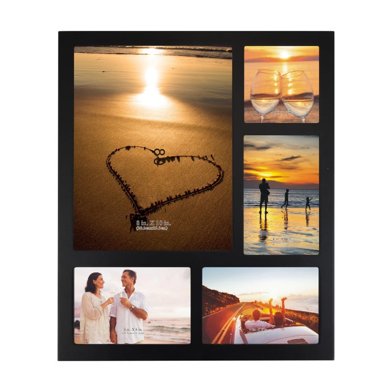 UMICAL Wood Picture Frame Photo Collage Frame Black Wooden Wall Frames 8X10+4X4+6X4+2(4X6) - Image 1