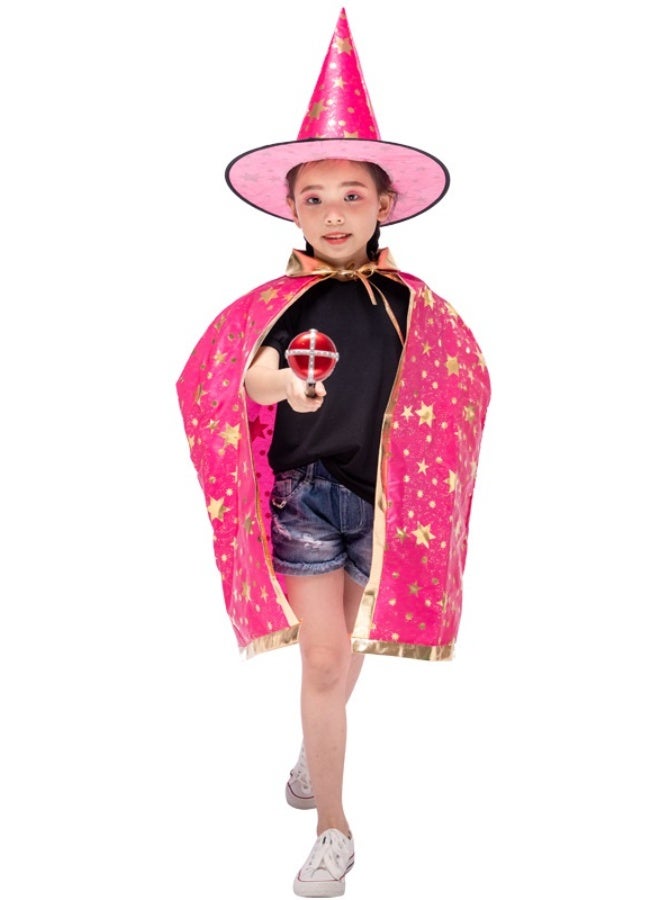 NIBEMINENT Halloween cape, witch cape, children's masquerade ball, tartan cloth, five-star cape, cloak - Image 1