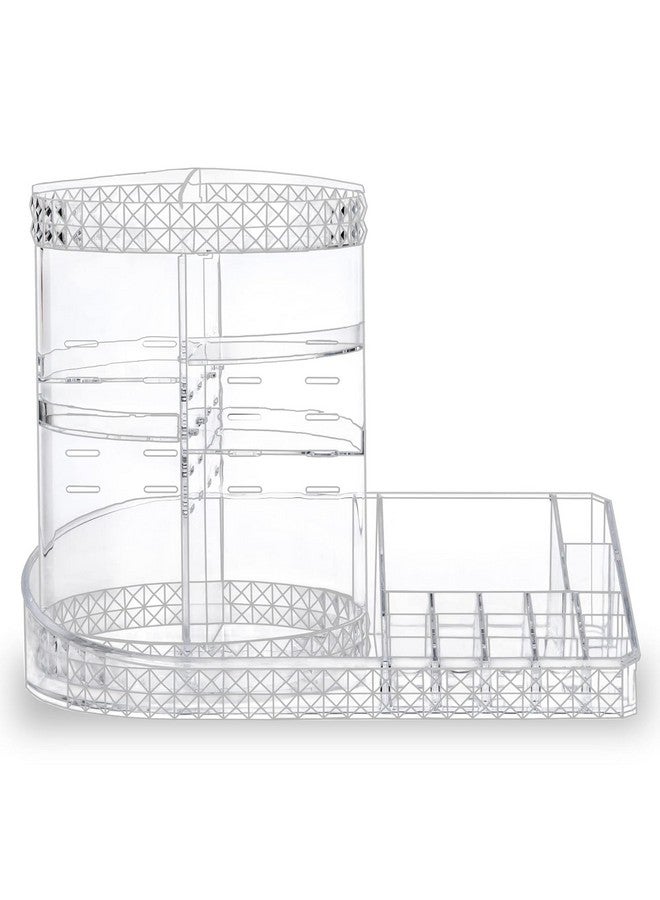 VBM Makeup Organizer Plastic Box, Cosmetics Storage Display Holder With Drawers, Portable Handle, Fully Open Waterproof Dustproof Lid, Great For Bathroom, Dresser, Countertop (White) - Image 3