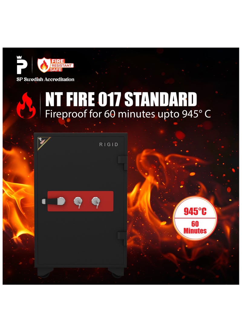 RIGID Fire Resistant Steel Safe with Dual Key Lock, 150Kg  - Image 2