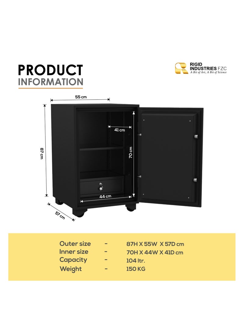 RIGID Fire Resistant Steel Safe with Dual Key Lock, 150Kg  - Image 3