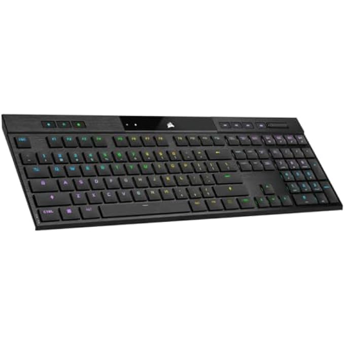 rayihni لوحة مفاتيح الألعاب K100 AIR اللاسلكية RGB فائق النحافة – مفاتيح CHERRY MX اللمسية وملف تعريف منخفض – متوافقة مع Bluetooth مع ICUE – PC MAC PS5 PS4 XBOX – AZERTY FR – سوداء - Image 1
