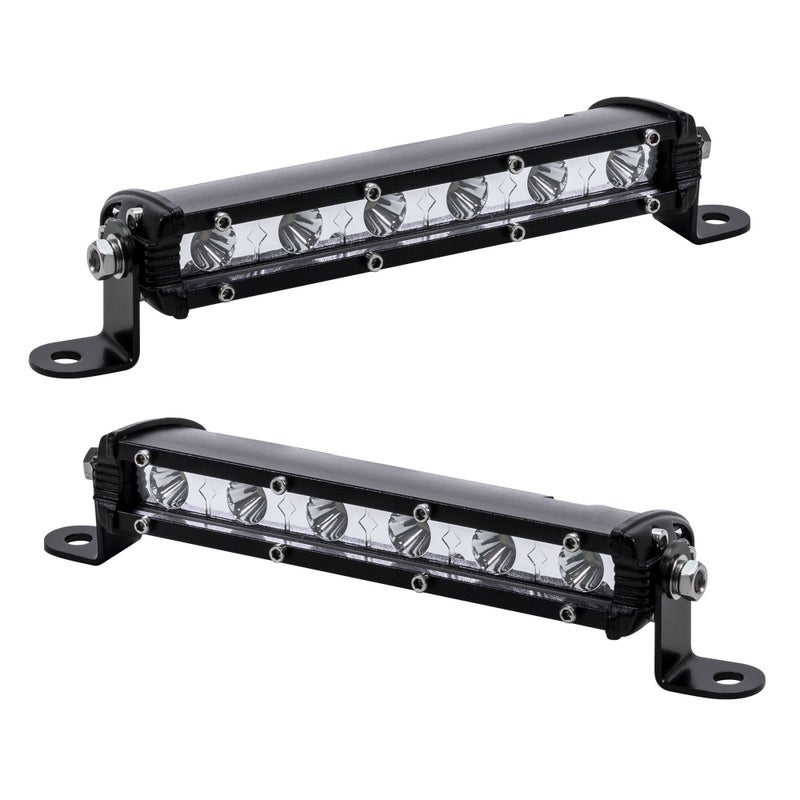 ONLINE LED STORE True Mods 2pc 7 UltraSlim Single Row Off Road LED Light Bar 1530lm 18W IP68 Waterproof 12V 24V FogDrivingWork Lights for Trucks ATV Cars 30 Degrees Spot Light
