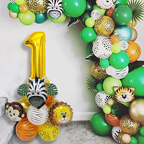 Lazybeee 19pcs Jungle Animal Balloons Set Large Number 1 Birthday Party Decorations Kids Monkey Zoo Animal Theme Foil Balloons. - Image 3