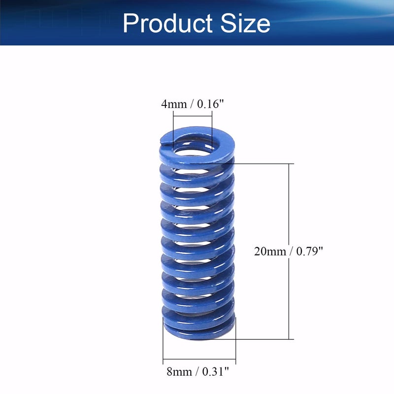 Metal Spring，Springs Compression Spring, 8mm OD 4mm ID 20mm Long Spiral Stamping Light Load Compression Mould Die Spring for 3D Printer Accessories Mechanical Equipment Blue Tone 2pcs - Image 3
